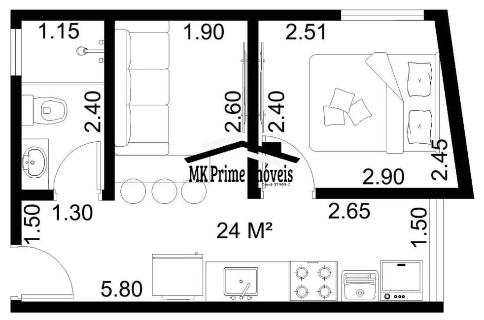 Foto 2 de Apartamento com 1 quarto para alugar, 24m2 em Jardim Mangalot, São Paulo - SP
