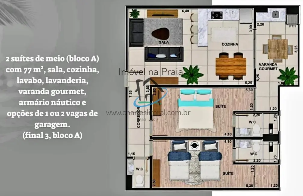 Foto 8 de Apartamento com 2 quartos à venda, 68m2 em Ubatuba - SP