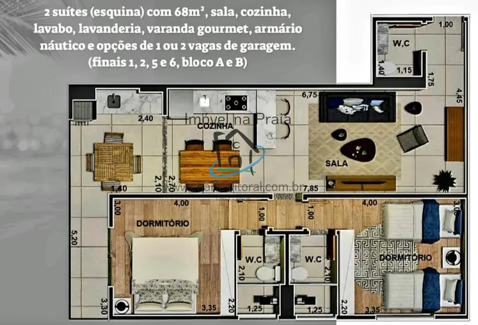 Foto 4 de Apartamento com 2 quartos à venda, 68m2 em Ubatuba - SP