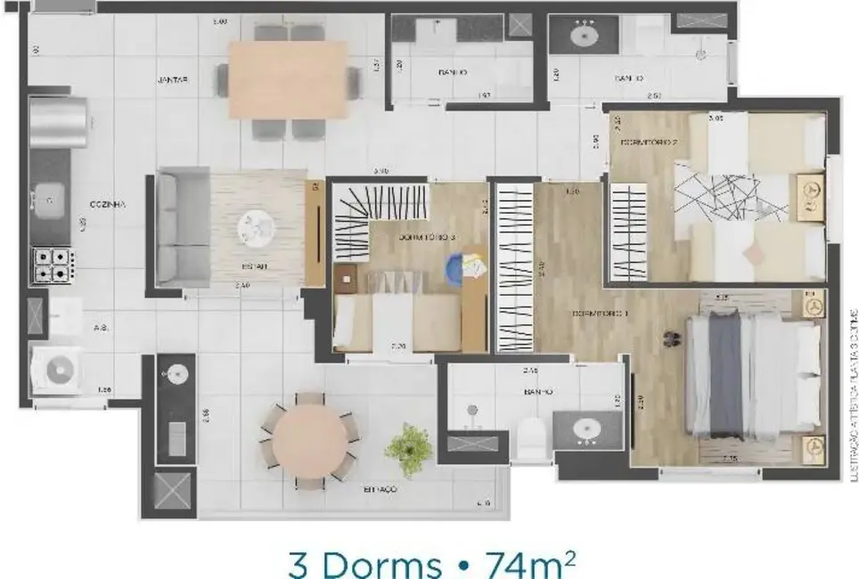 Foto 1 de Apartamento com 3 quartos à venda, 75m2 em Campestre, Santo Andre - SP