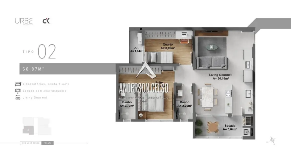 Apartamento com 1 quarto à venda, 68m2 em São Judas, Itajai - SC - imagem 5 Foto 5 de Apartamento com 1 quarto à venda, 68m2 em São Judas, Itajai - SC