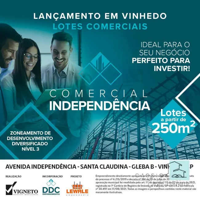 Foto 2 de Terreno / Lote à venda, 250m2 em Santa Claudina, Vinhedo - SP