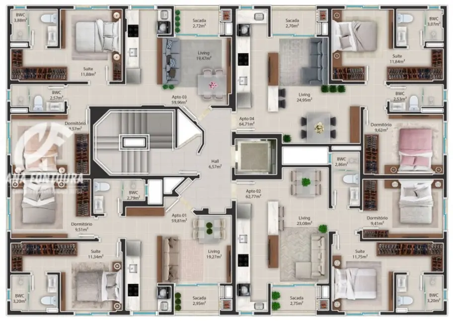 Foto 9 de Apartamento com 2 quartos à venda, 63m2 em Centro, Balneario Camboriu - SC