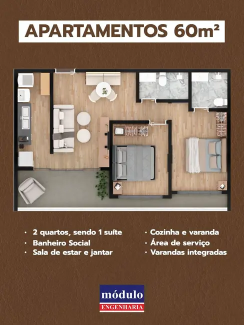 Apartamento com 2 quartos à venda, 60m2 em Capim Macio, Natal - RN - imagem 4 Foto 4 de Apartamento com 2 quartos à venda, 60m2 em Capim Macio, Natal - RN