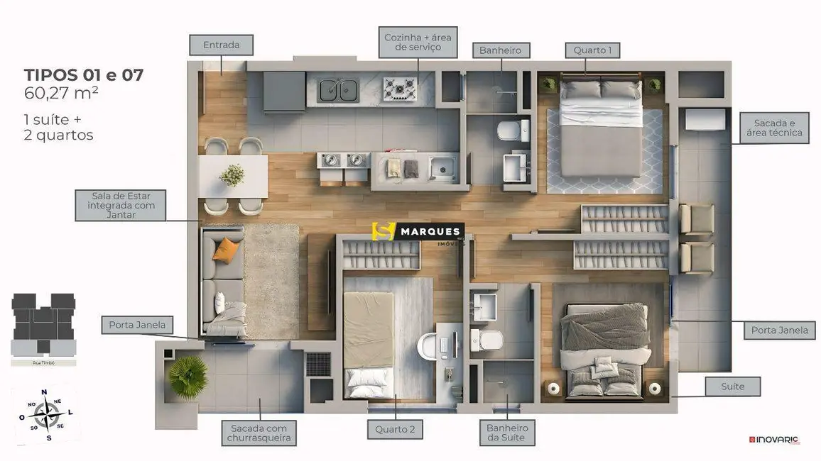Foto 23 de Apartamento à venda, 27m2 em América, Joinville - SC