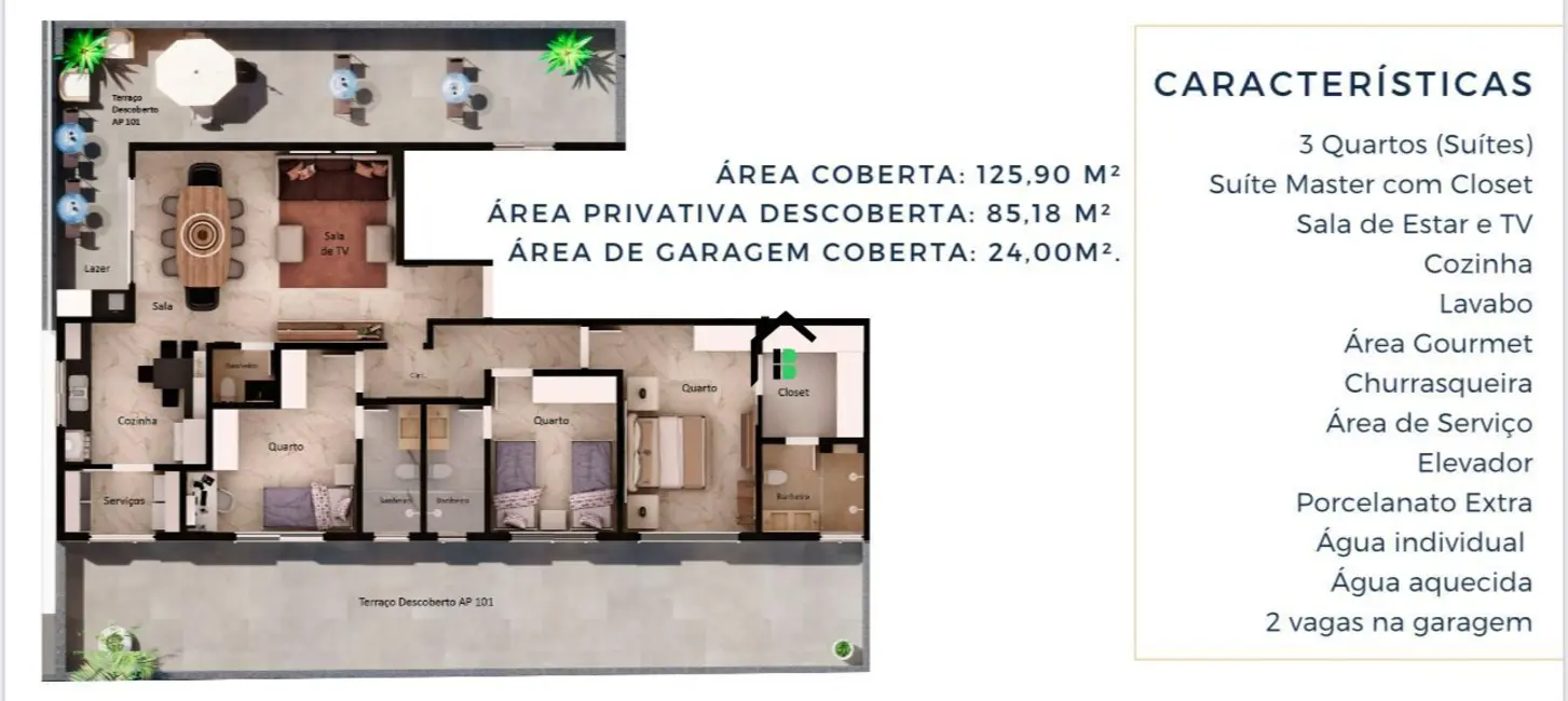 Foto 1 de Apartamento com 3 quartos à venda, 126m2 em Centro, Patos De Minas - MG