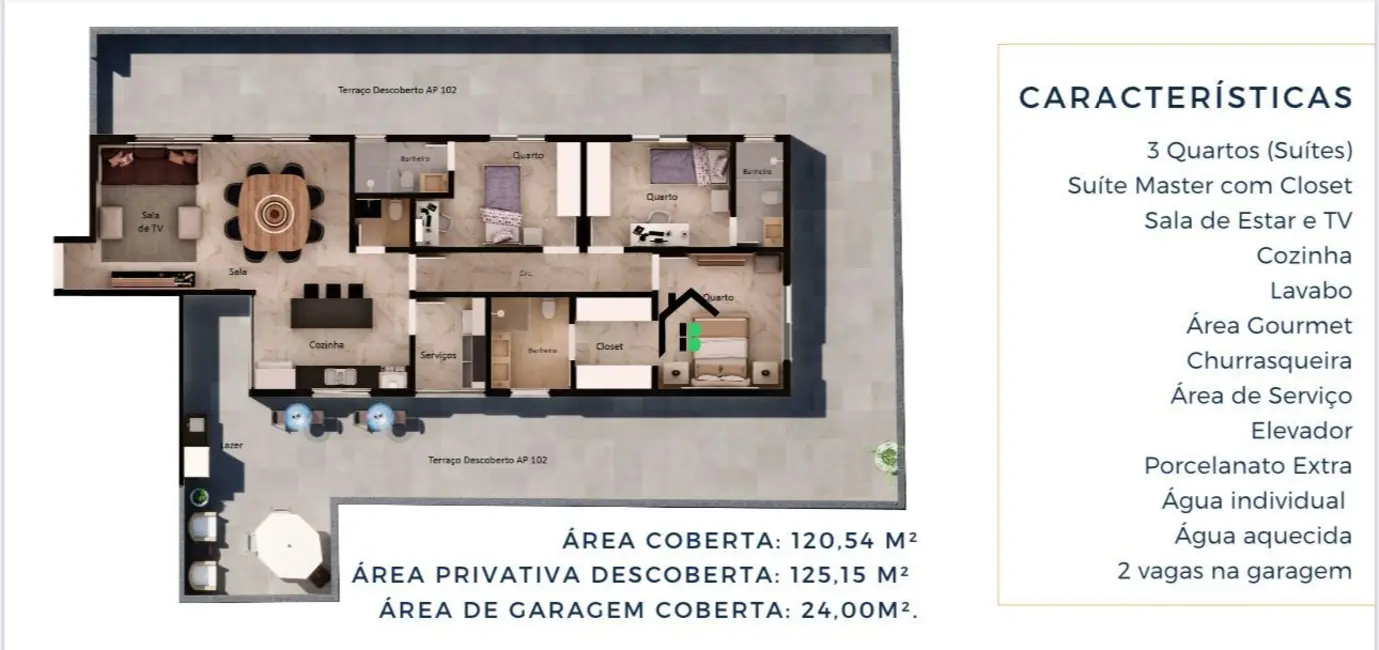 Foto 1 de Apartamento com 3 quartos à venda, 125m2 em Centro, Patos De Minas - MG