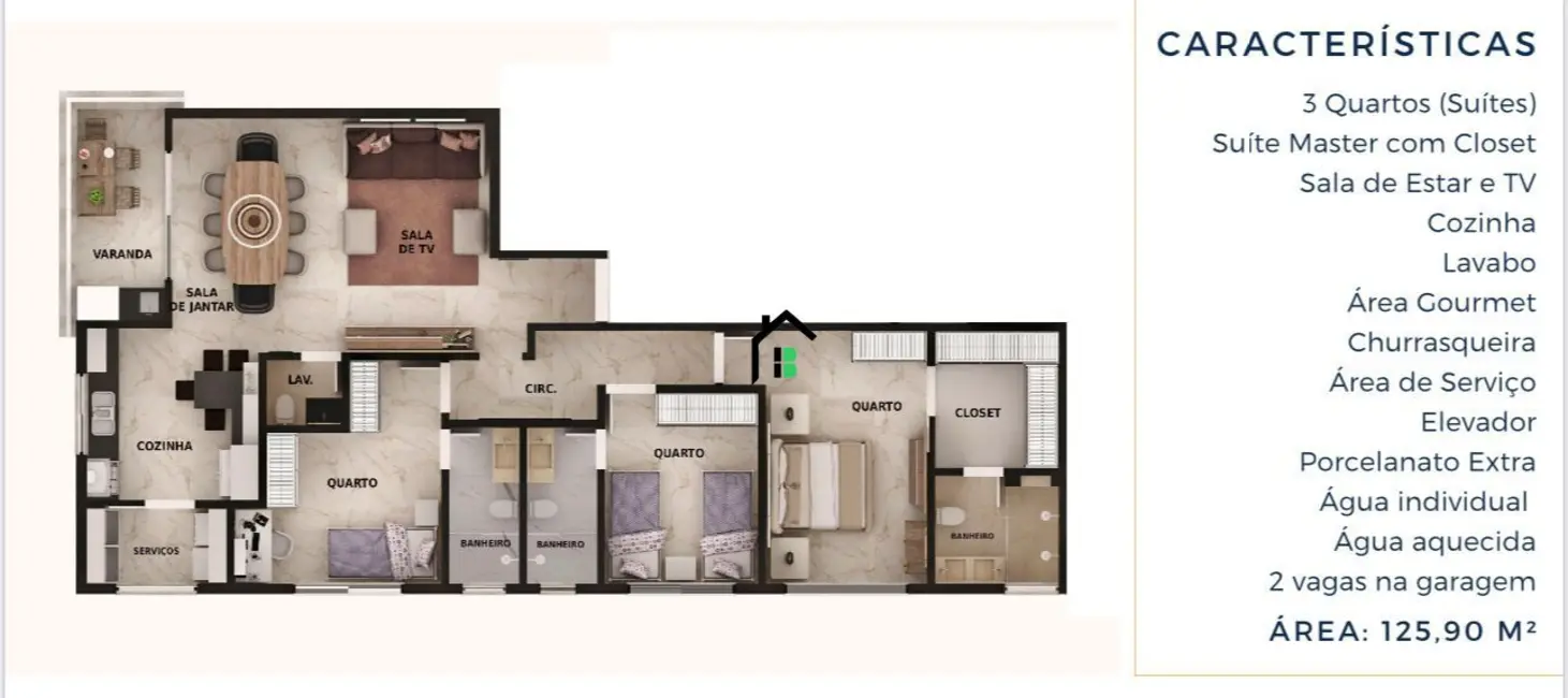 Foto 1 de Apartamento com 3 quartos à venda, 126m2 em Centro, Patos De Minas - MG