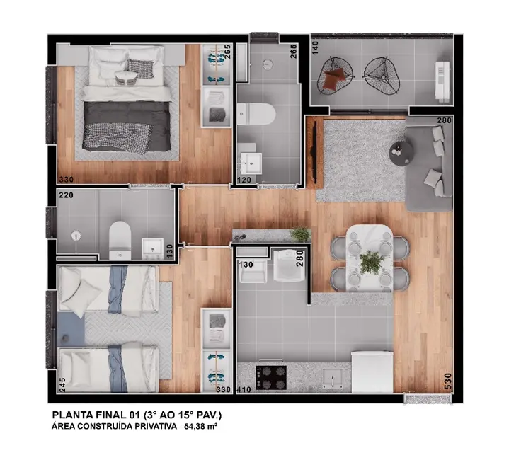 Foto 3 de Apartamento com 2 quartos à venda, 54m2 em Portão, Curitiba - PR