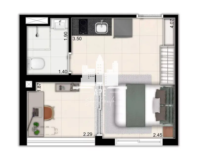 Foto 2 de Apartamento com 1 quarto à venda, 23m2 em Brooklin Paulista, São Paulo - SP