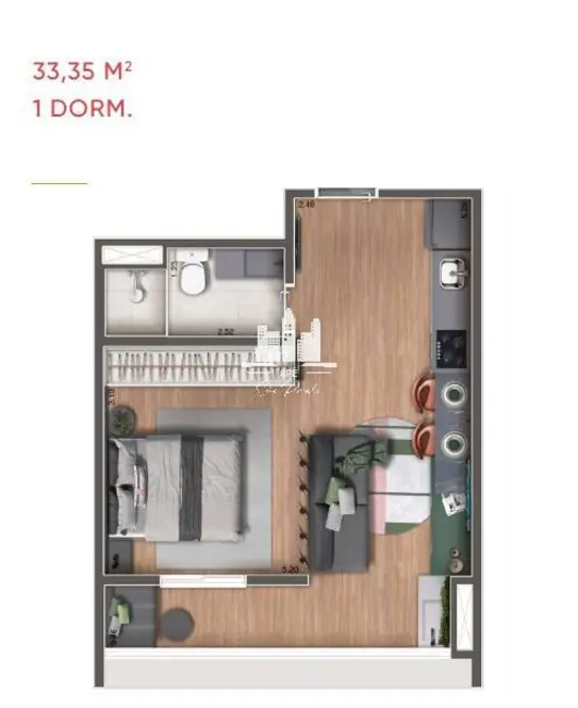 Foto 8 de Apartamento com 1 quarto à venda, 33m2 em Mirandópolis, São Paulo - SP
