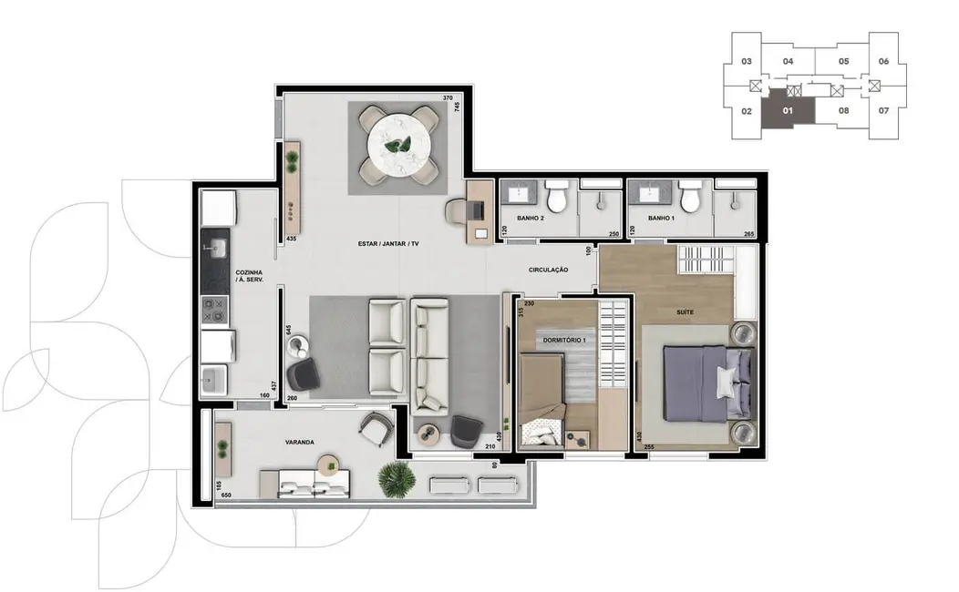 Apartamento com 3 quartos à venda, 81m2 em Cuiaba - MT - imagem 6 Foto 6 de Apartamento com 3 quartos à venda, 81m2 em Cuiaba - MT