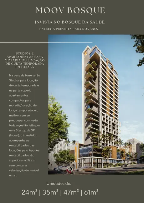 Foto 9 de Apartamento com 1 quarto à venda, 24m2 em Bosque da Saúde, Cuiaba - MT