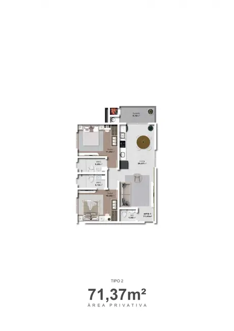 Apartamento com 2 quartos à venda, 71m2 em Centro, Camboriu - SC - imagem 3 Foto 3 de Apartamento com 2 quartos à venda, 71m2 em Centro, Camboriu - SC