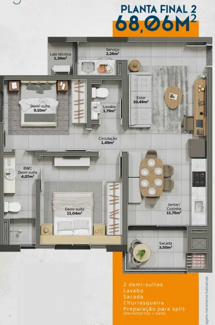 Foto 6 de Apartamento com 2 quartos à venda, 58m2 em Lídia Duarte, Camboriu - SC