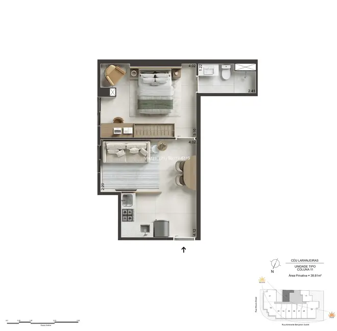 Foto 2 de Apartamento com 1 quarto à venda, 39m2 em Laranjeiras, Rio De Janeiro - RJ