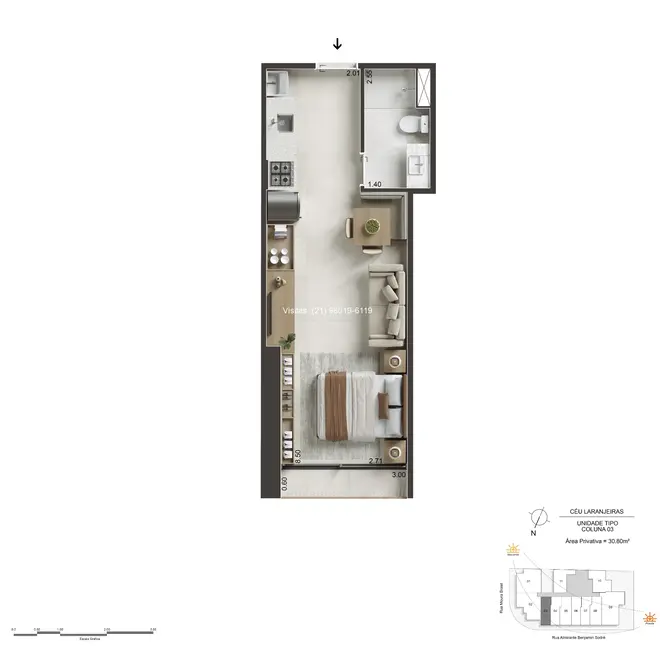 Foto 2 de Apartamento com 1 quarto à venda, 31m2 em Laranjeiras, Rio De Janeiro - RJ