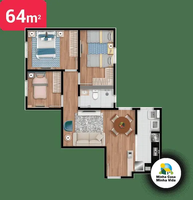 Foto 1 de Apartamento com 3 quartos à venda e para alugar, 64m2 em Jardim Carolina, Jundiai - SP