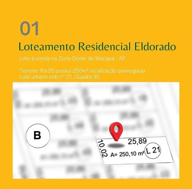 Foto 2 de Terreno / Lote à venda, 250m2 em Macapa - AP