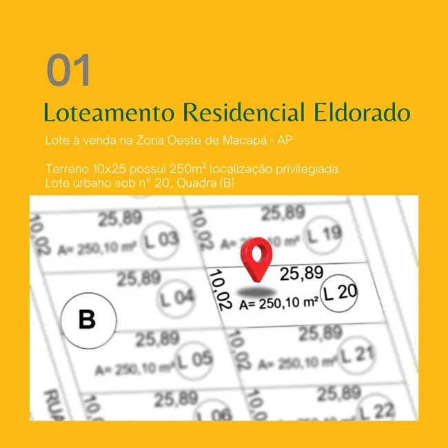 Foto 2 de Terreno / Lote à venda, 250m2 em Macapa - AP