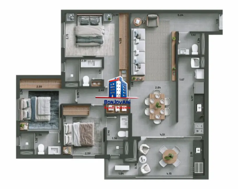 Foto 2 de Apartamento com 3 quartos para alugar, 106m2 em Sao Jose Do Rio Preto - SP