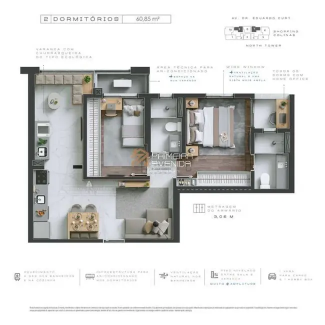 Apartamento com 3 quartos à venda, 91m2 em Sao Jose Dos Campos - SP - imagem 3 Foto 3 de Apartamento com 3 quartos à venda, 91m2 em Sao Jose Dos Campos - SP