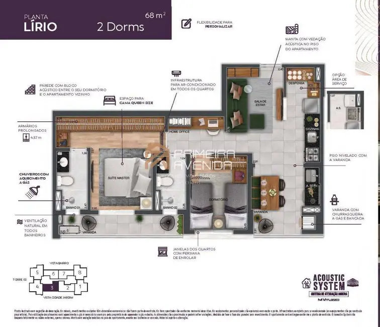 Foto 1 de Apartamento com 2 quartos à venda, 68m2 em Sao Jose Dos Campos - SP