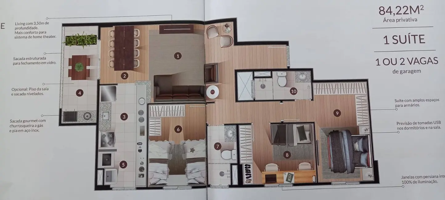 Foto 4 de Apartamento com 3 quartos à venda, 84m2 em Loteamento Villa Branca, Jacarei - SP