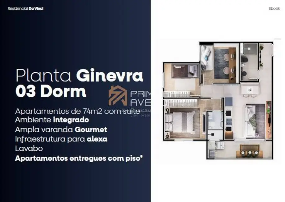 Apartamento com 3 quartos à venda, 74m2 em Sao Jose Dos Campos - SP - imagem 2 Foto 2 de Apartamento com 3 quartos à venda, 74m2 em Sao Jose Dos Campos - SP