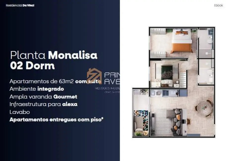 Foto 2 de Apartamento com 2 quartos à venda, 63m2 em Sao Jose Dos Campos - SP