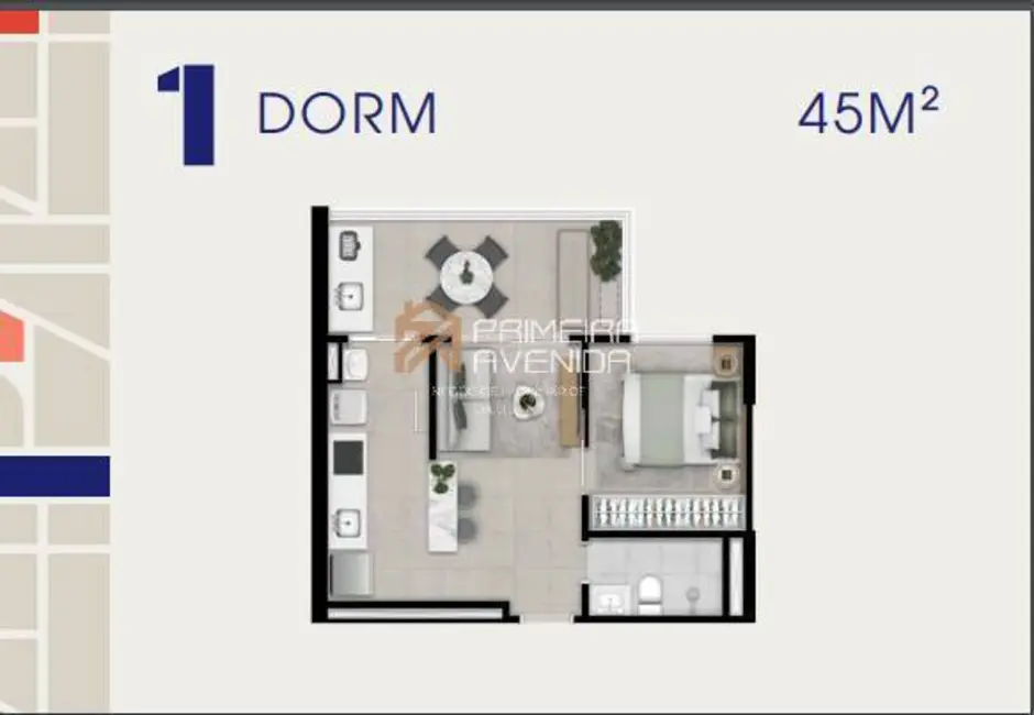 Foto 4 de Apartamento com 1 quarto à venda, 45m2 em Sao Jose Dos Campos - SP