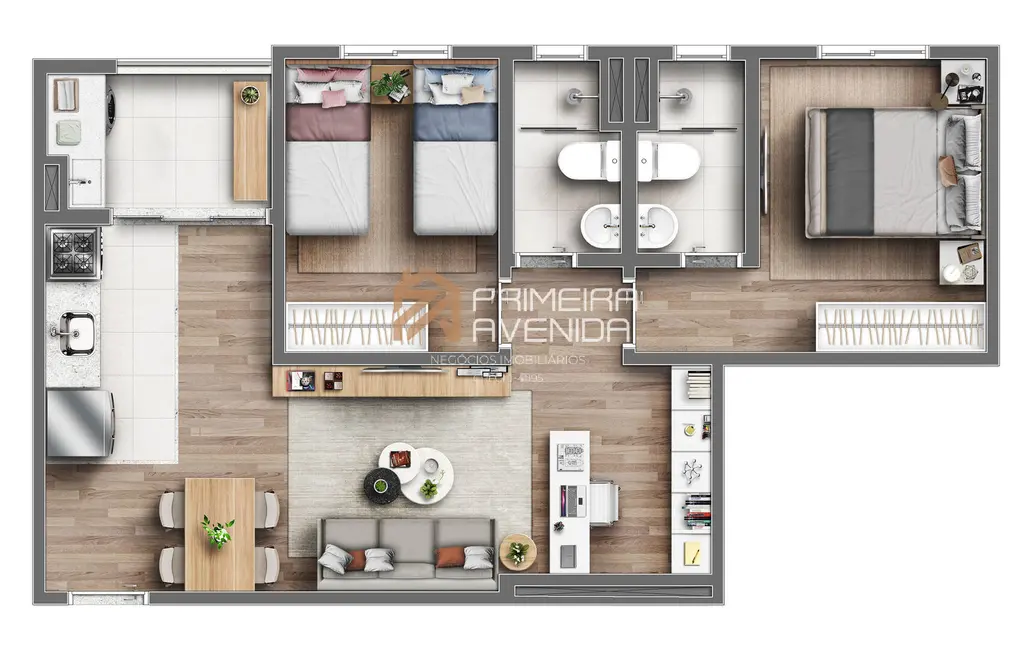 Apartamento com 3 quartos à venda, 58m2 em Sao Jose Dos Campos - SP - imagem 5 Foto 5 de Apartamento com 3 quartos à venda, 58m2 em Sao Jose Dos Campos - SP