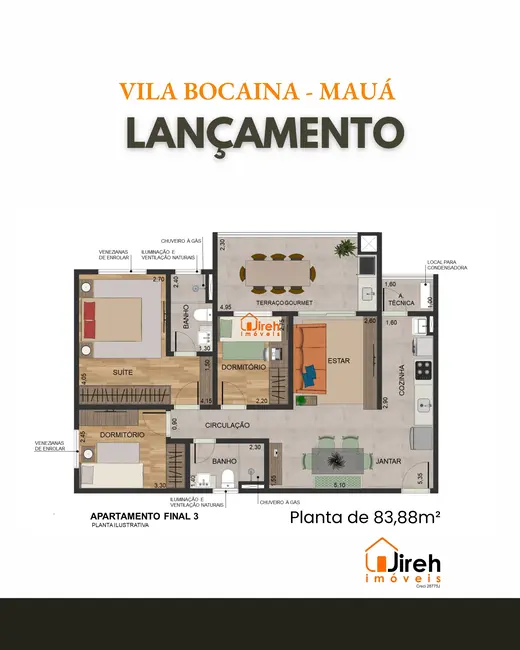 Foto 4 de Apartamento com 3 quartos à venda, 84m2 em Vila Bocaina, Maua - SP