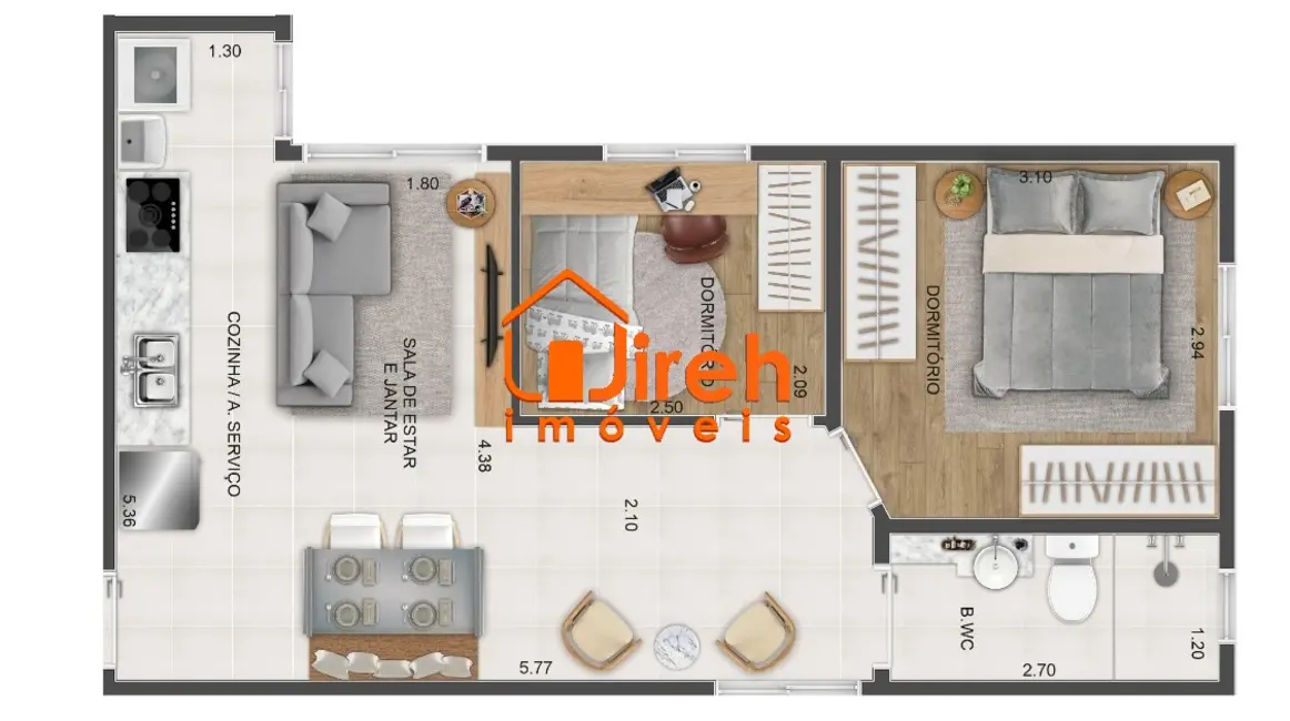 Apartamento com 1 quarto à venda, 45m2 em Centro, Maua - SP - imagem 2 Foto 2 de Apartamento com 1 quarto à venda, 45m2 em Centro, Maua - SP