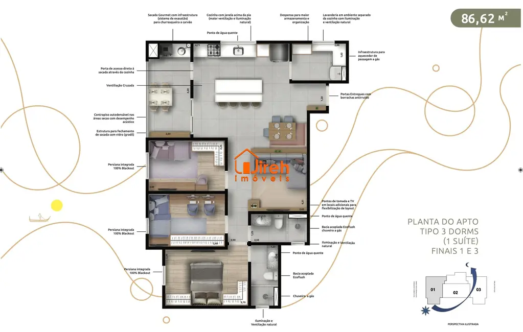 Foto 2 de Apartamento com 3 quartos à venda, 86m2 em Jardim, Santo Andre - SP