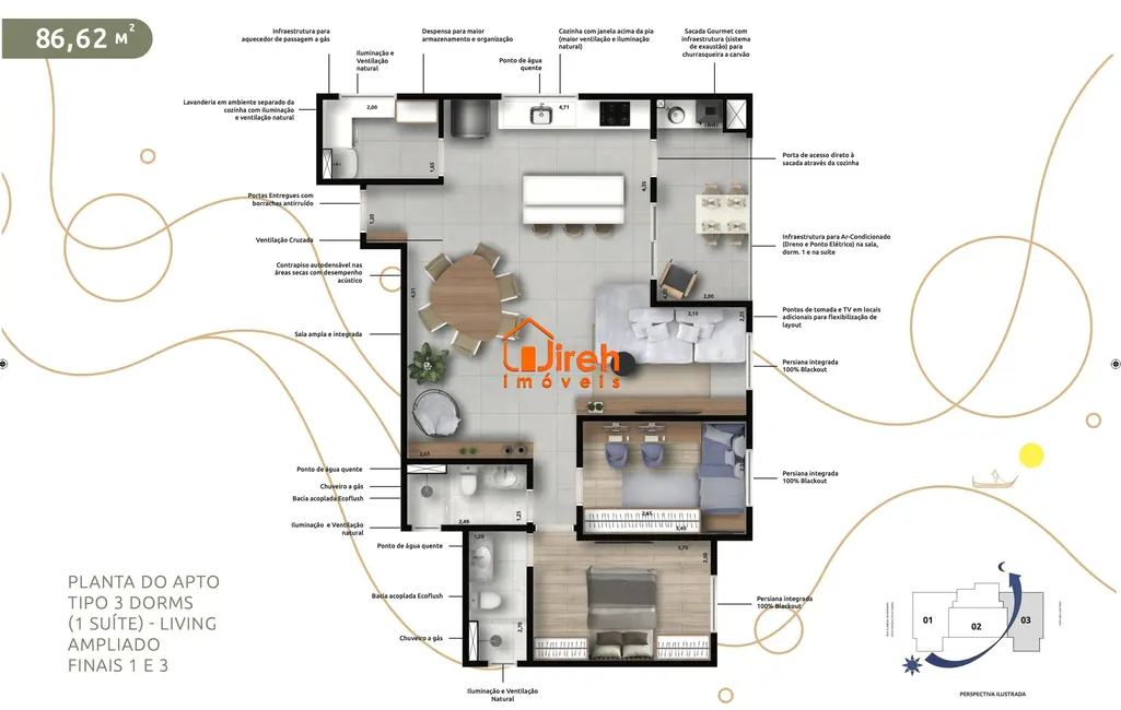 Foto 3 de Apartamento com 3 quartos à venda, 86m2 em Jardim, Santo Andre - SP
