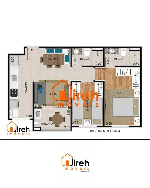 Foto 1 de Apartamento com 2 quartos à venda, 54m2 em Vila Bocaina, Maua - SP