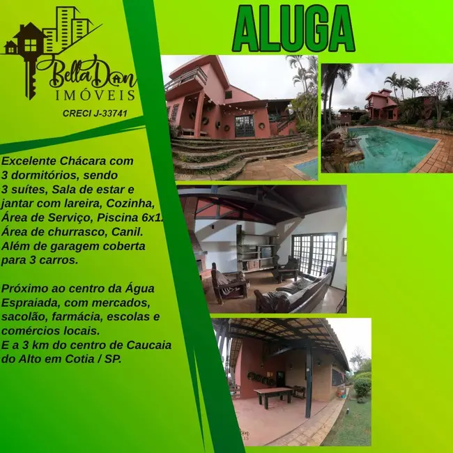 Foto 1 de Chácara com 3 quartos para alugar, 700m2 em Aguassaí (Caucaia do Alto), Cotia - SP