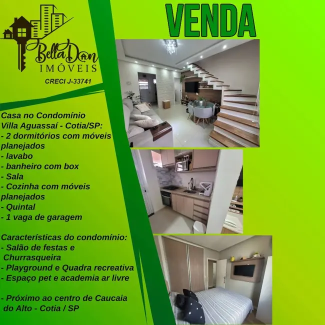 Foto 1 de Casa de Condomínio com 2 quartos à venda, 49m2 em Água Espraiada (Caucaia do Alto), Cotia - SP