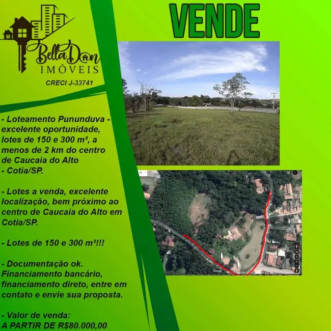 Foto 1 de Terreno / Lote à venda, 150m2 em Pununduva, Cotia, SP