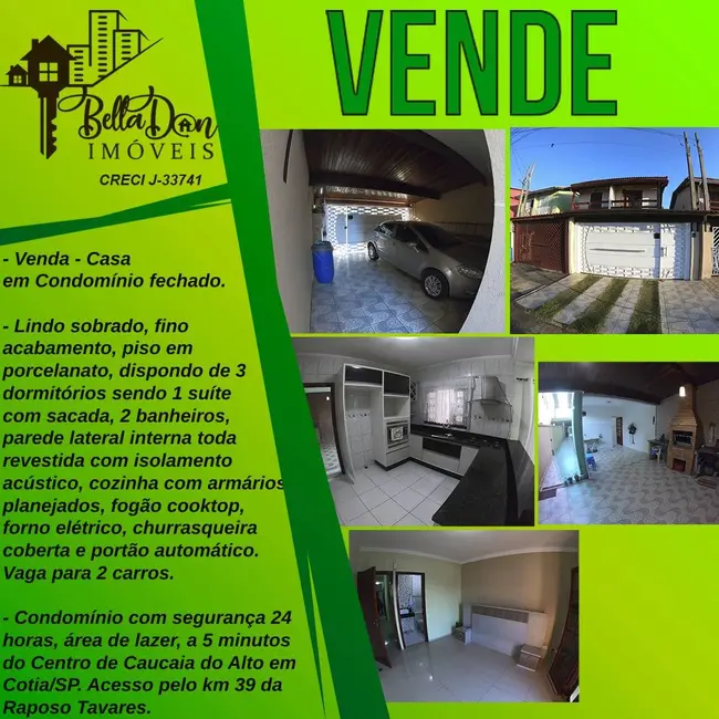 Foto 1 de Casa de Condomínio com 3 quartos à venda, 155m2 em Residencial Pastoreiro, Cotia - SP