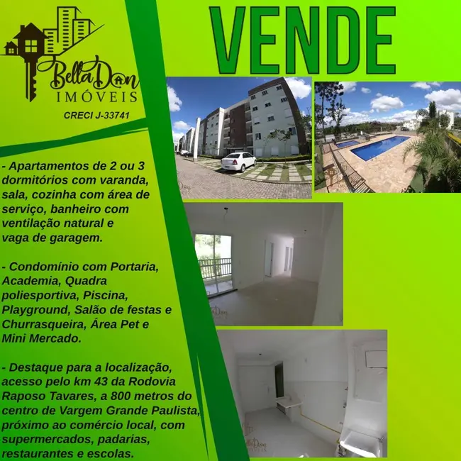 Foto 1 de Apartamento com 2 quartos à venda, 50m2 em Vargem Grande Paulista - SP