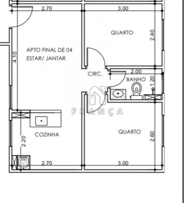 Foto 1 de Apartamento com 2 quartos para alugar, 47m2 em Jacarei - SP