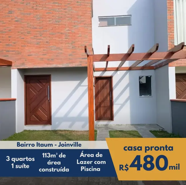 Foto 3 de Casa de Condomínio com 3 quartos à venda, 113m2 em Itaum, Joinville - SC