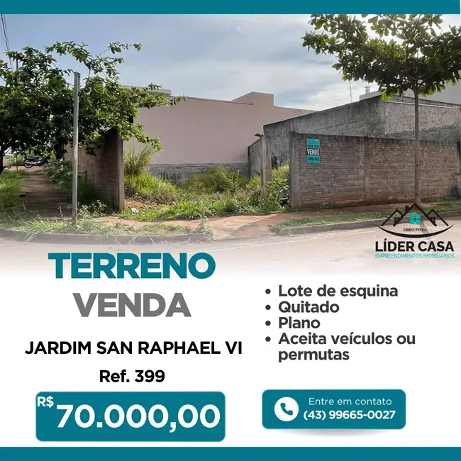 Foto 1 de Terreno / Lote à venda, 156m2 em Jardim San Raphael V, Arapongas - PR