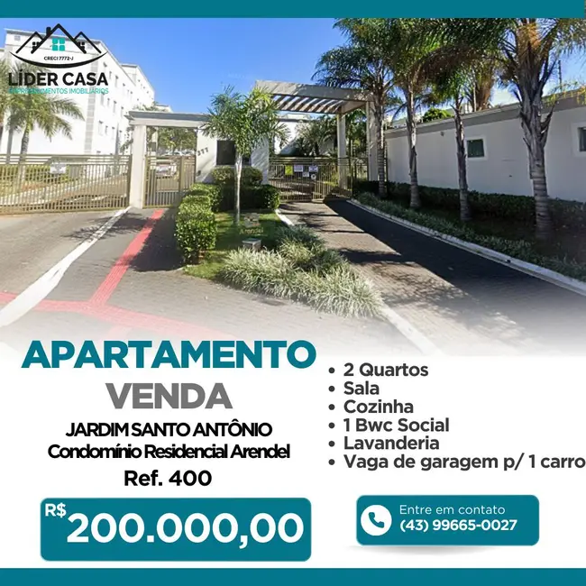 Foto 1 de Apartamento com 2 quartos à venda, 65m2 em Jardim Santo Antônio, Arapongas - PR