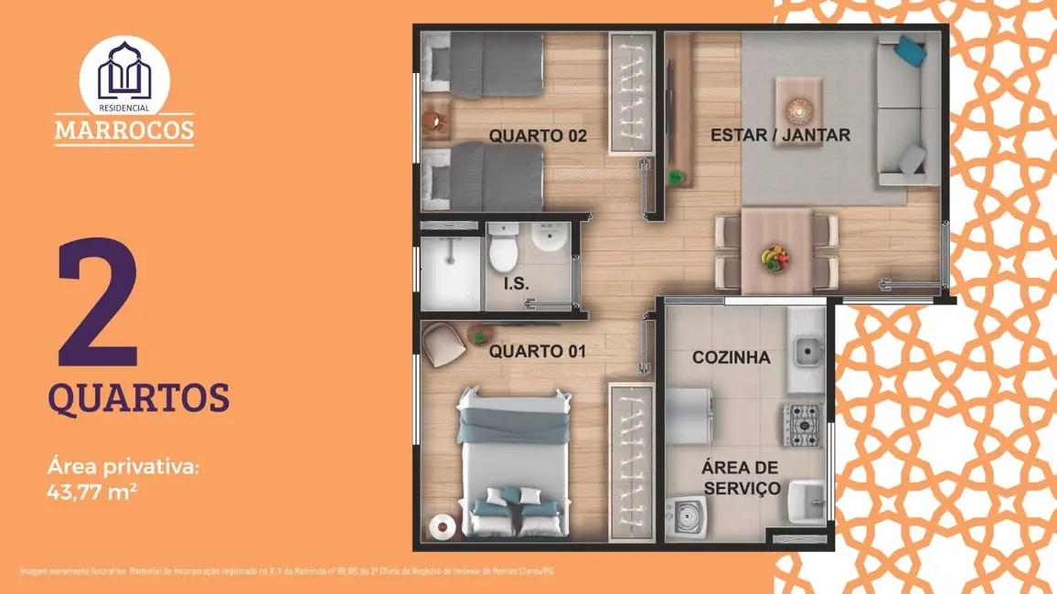 Foto 9 de Apartamento com 2 quartos à venda, 44m2 em Belvedere, Montes Claros - MG