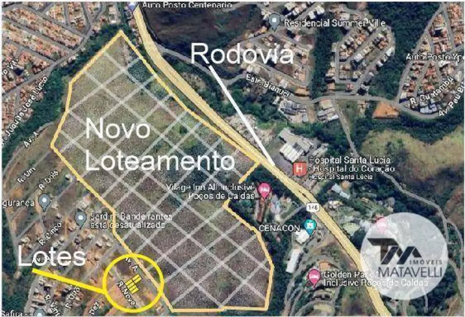 Foto 2 de Terreno / Lote à venda, 250m2 em Jardim Bandeirantes, Pocos De Caldas - MG