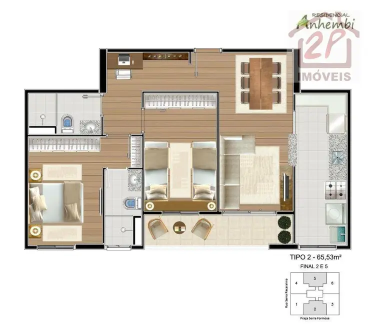 Foto 2 de Apartamento com 2 quartos à venda, 70m2 em Sao Jose Dos Campos - SP