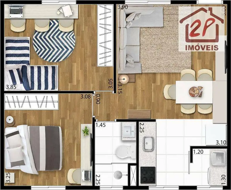Foto 2 de Apartamento com 2 quartos à venda, 54m2 em Jardim Flórida, Jacarei - SP
